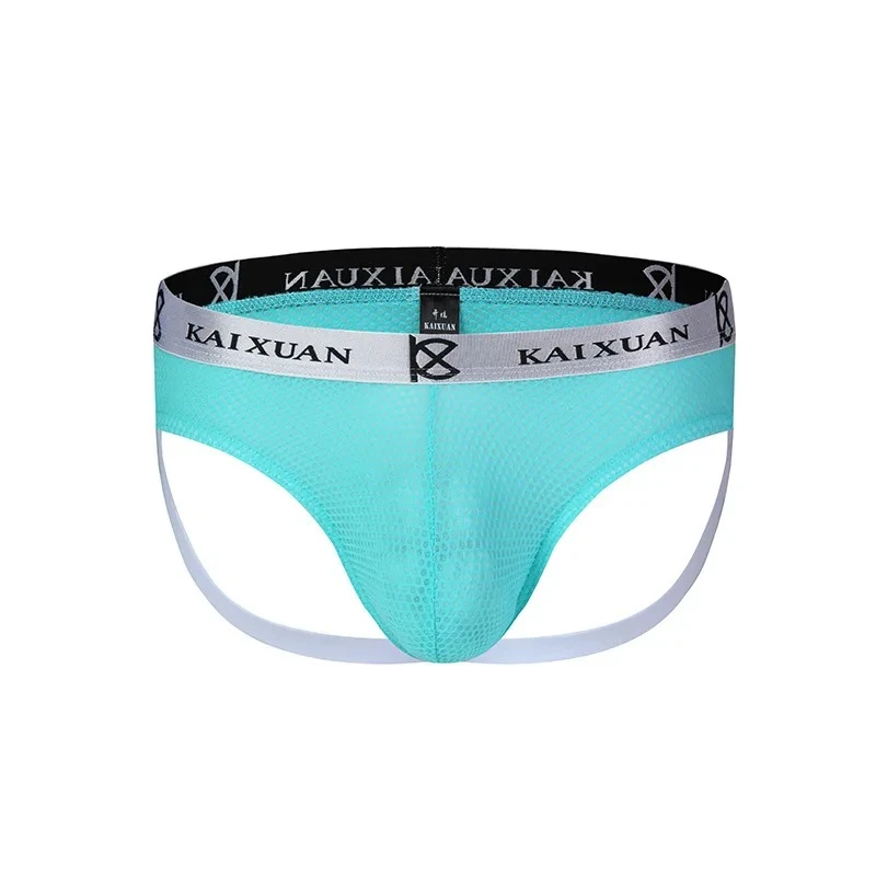 

Men's Sexy Jockstrap Ice Silk Mesh Breathable Comfotable Quick Dry Cool Feel Gays Erotic Low-rise U Convex Pouch Sports Panties