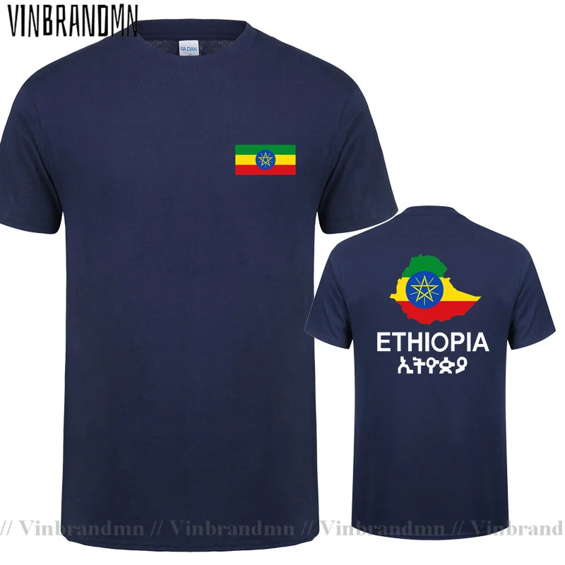 Vintage Ethiopia Soccer T-Shirt Souvenir With Ethiopian Map and Flag T Shirt homme Patriotic Country Lovers Fans TShirt Camiseta