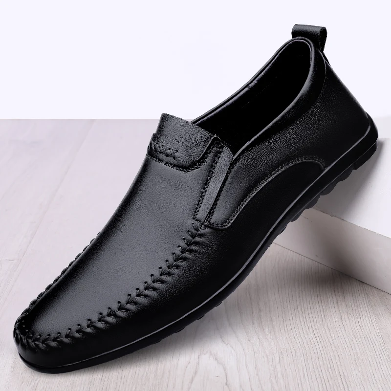 

Mens Dress Shoes Handcrafted Leather Breathable slip on Welted Sole men moccasins Men Formal Shoes Double Stitched Non-Slip Sole