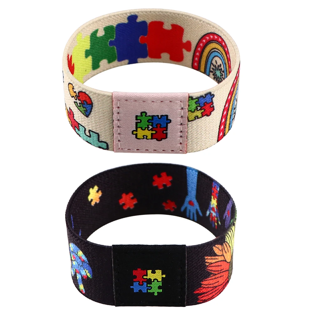 Autism Puzzle Style Stretch Wristband Bracelet Fashion Women Men Bracelets on Hand Bangles Designer Charms Jewelry Accessories