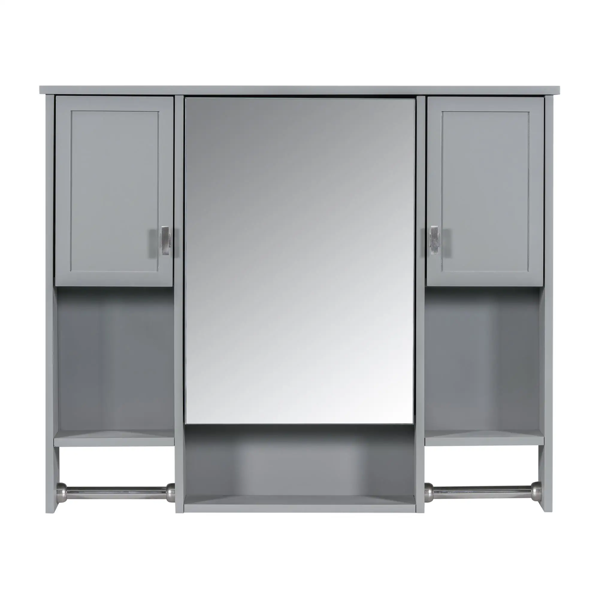 36'' Modern Bathroom Vanity with Top Sink, Mirror Cabinet, Towels Bar, 2 Soft Close Doors & 6 Drawers