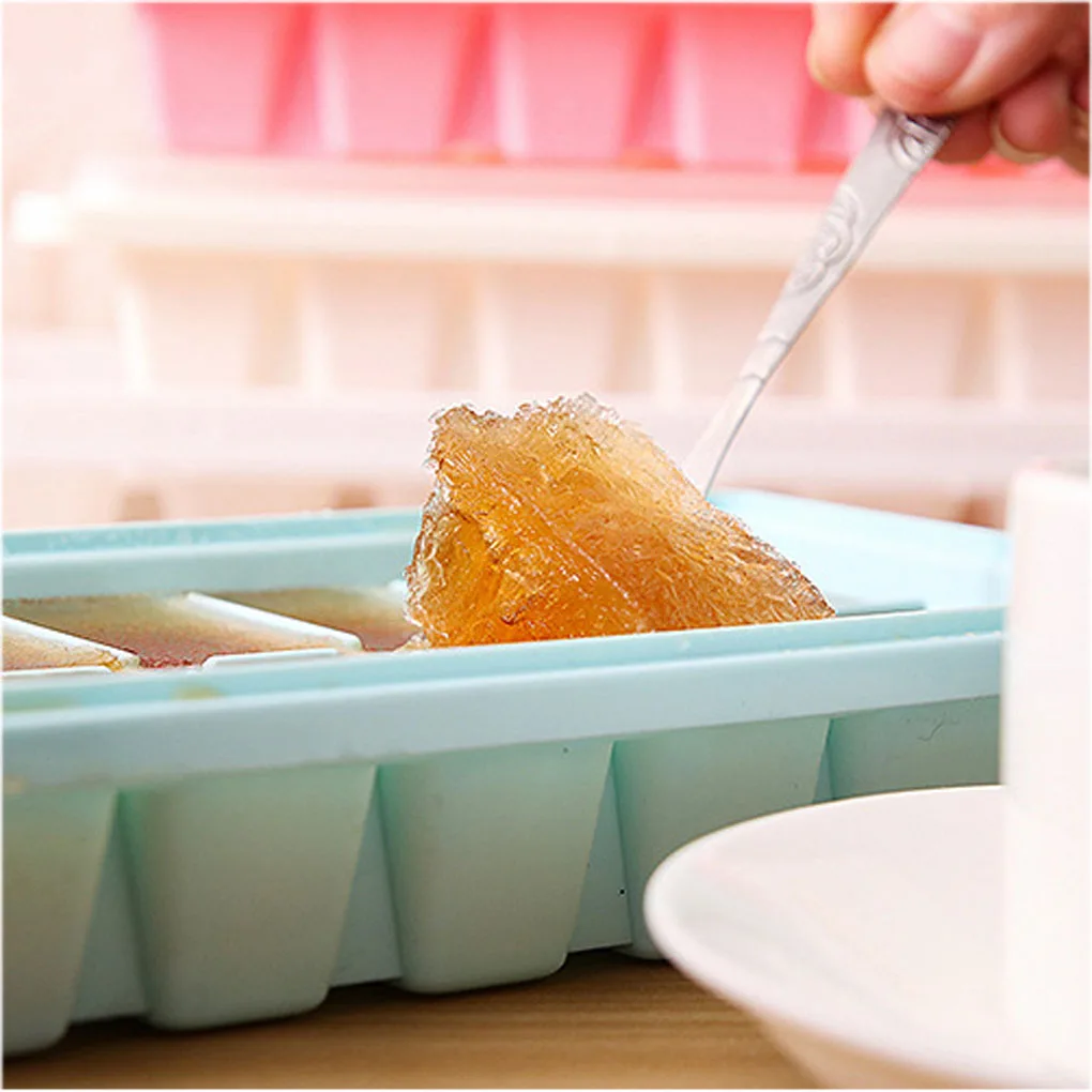 16 Grids Ice Cube Tray Cool Freeze Mold Maker with Cover Household Plastic Ice Block Mould