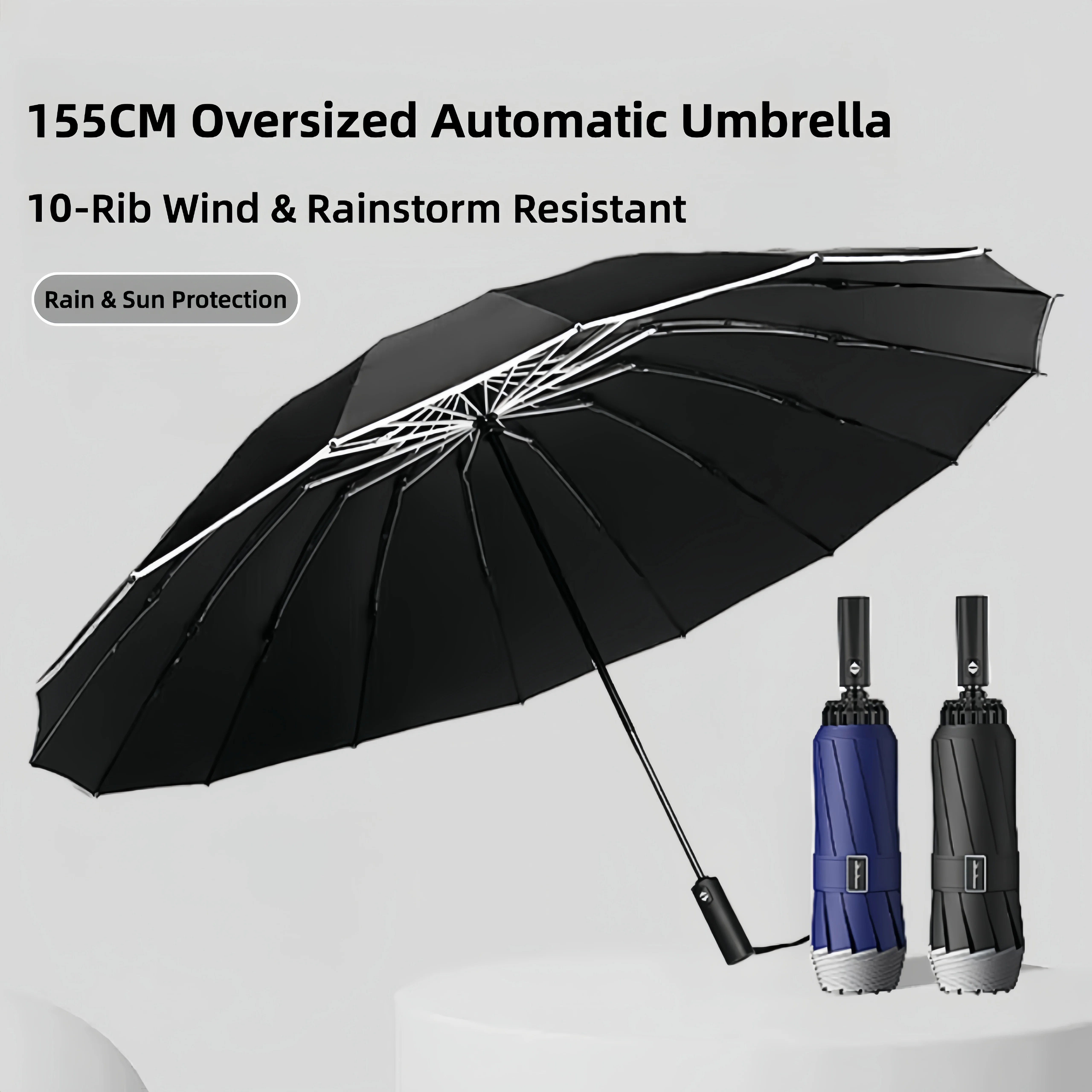 

Автоматический складной зонт с 10 спицами, защита от УФ-лучей, ветро- и дождезащитный, двойного назначения, для поездок на работу, подарок на День рождения/Рождество