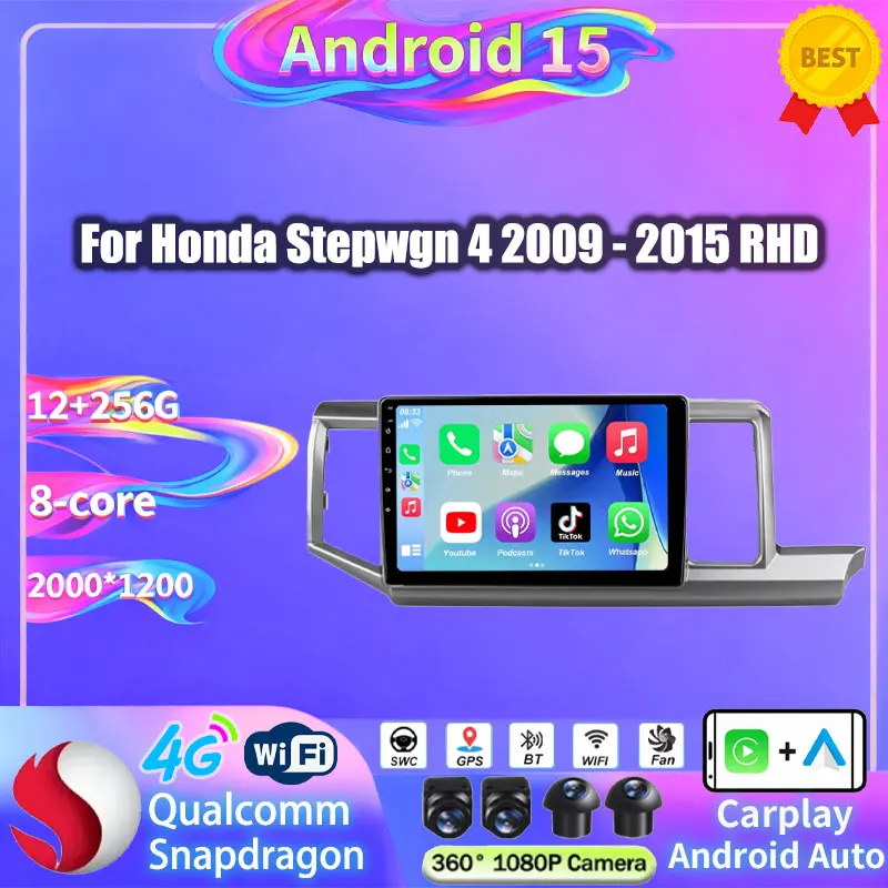 Android 15 Car radio For Honda Stepwgn 4 2009 - 2015 Wireless Carplay Auto BT Navigation 2Din Head Unit Multimedia Player Stereo