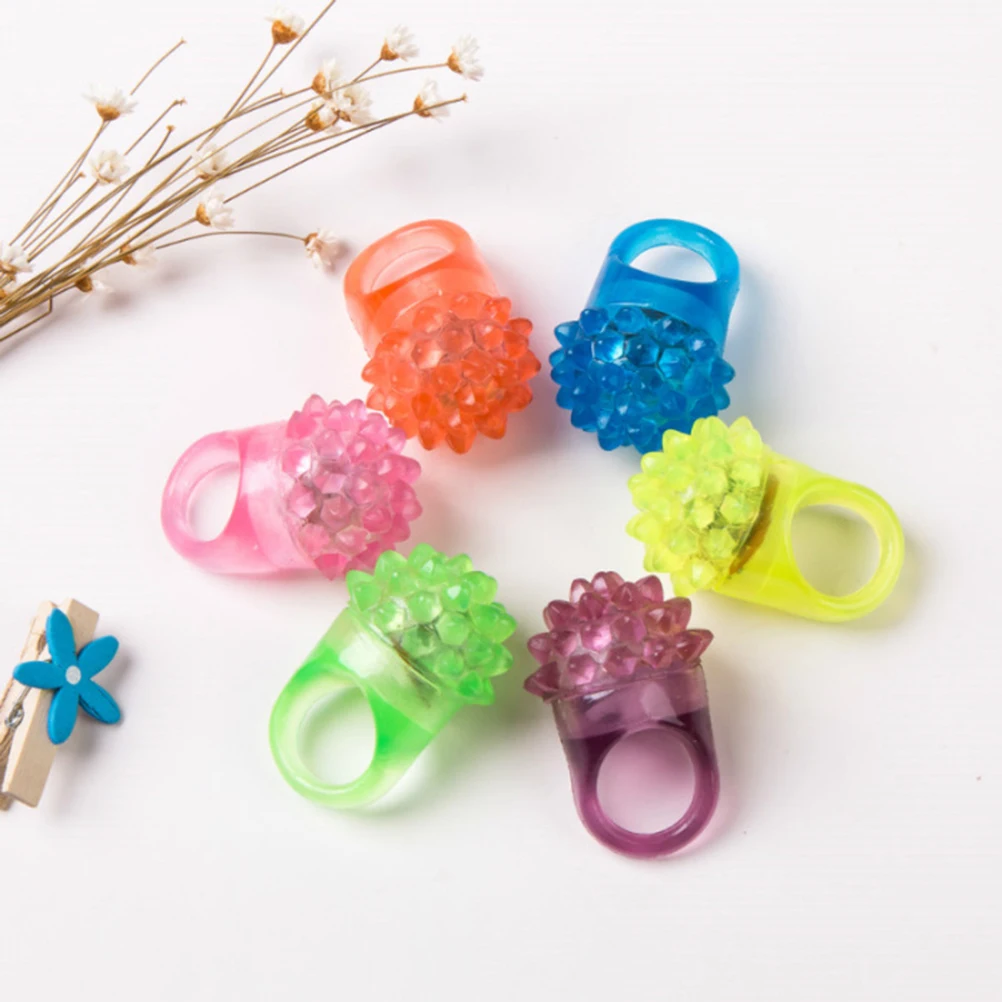

12 Pcs The Ring Strawberry Light LED Finger Fluorescence Jelly Rings Flashing up Child