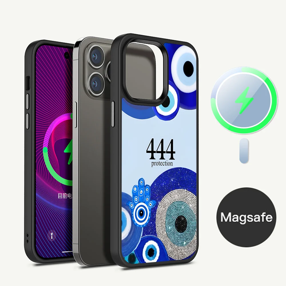 

Funny Turkish Lucky Blue Evil Eye Phone Case Magnetic Case For iPhone 14 13 12 11 15 Pro Max Plus Mini For Magsafe Wireless Cha