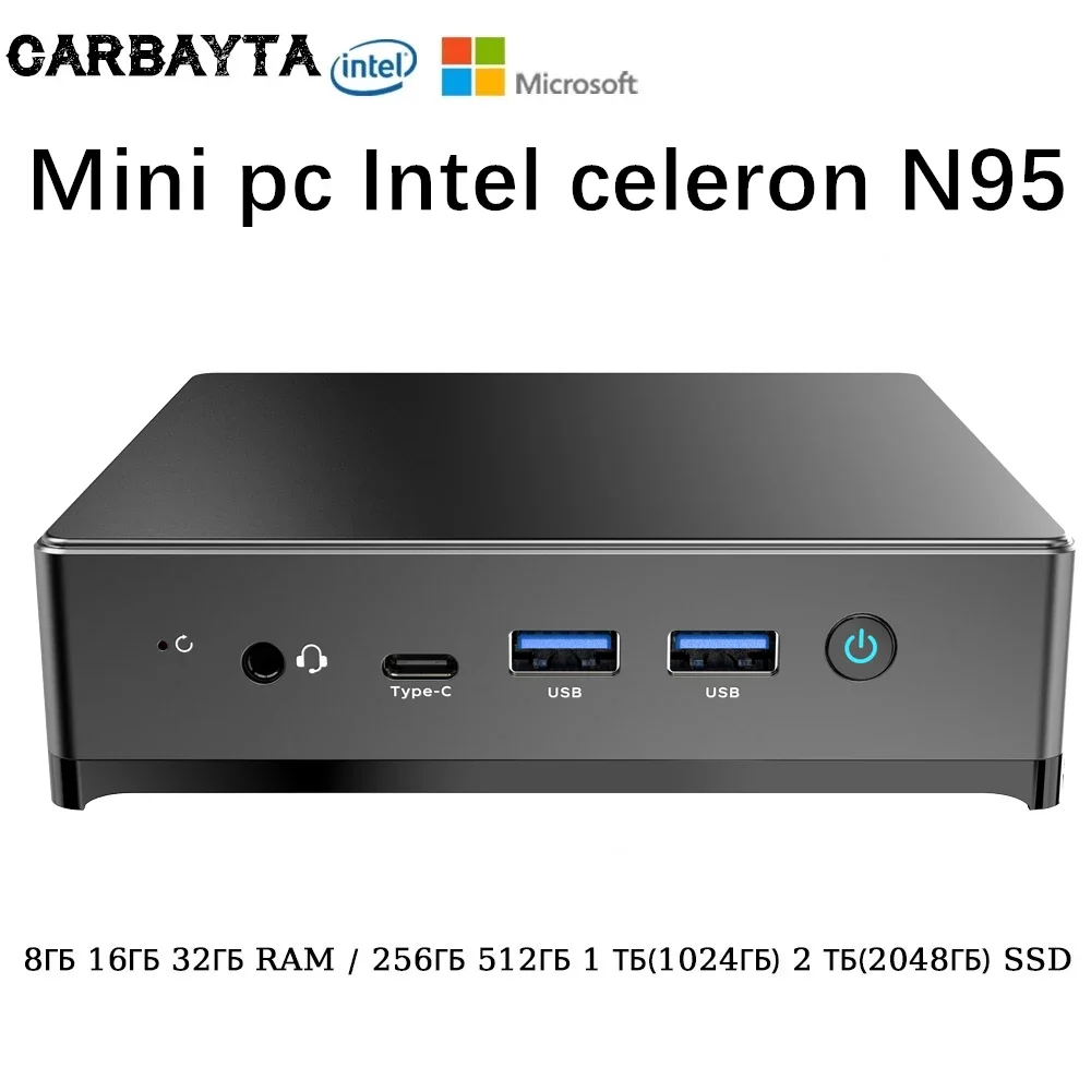 CARBAYTA Mini PC Intel Alder Lake N95 N100 8GB/16GB 256GB 1TB 2TB Windows 11 Pro Gaming Computer, 4K 60Hz 2 HDMI Win 10 Minipc