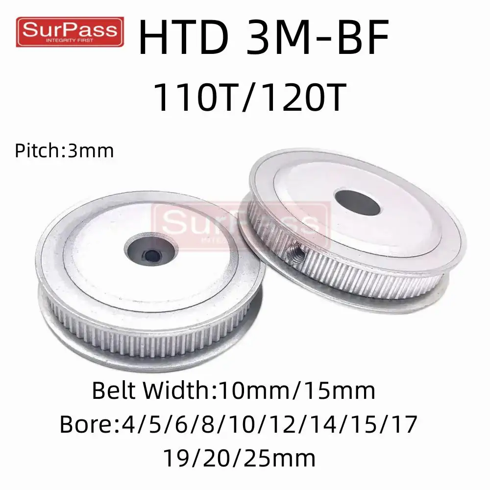 3D Printer Parts 3M Timing Pulley 110T/120Tooth Teeth Bore 5/6/8/10/12/14/15/17/19/20/25mm Synchronous Wheels Width 10/15mm Belt