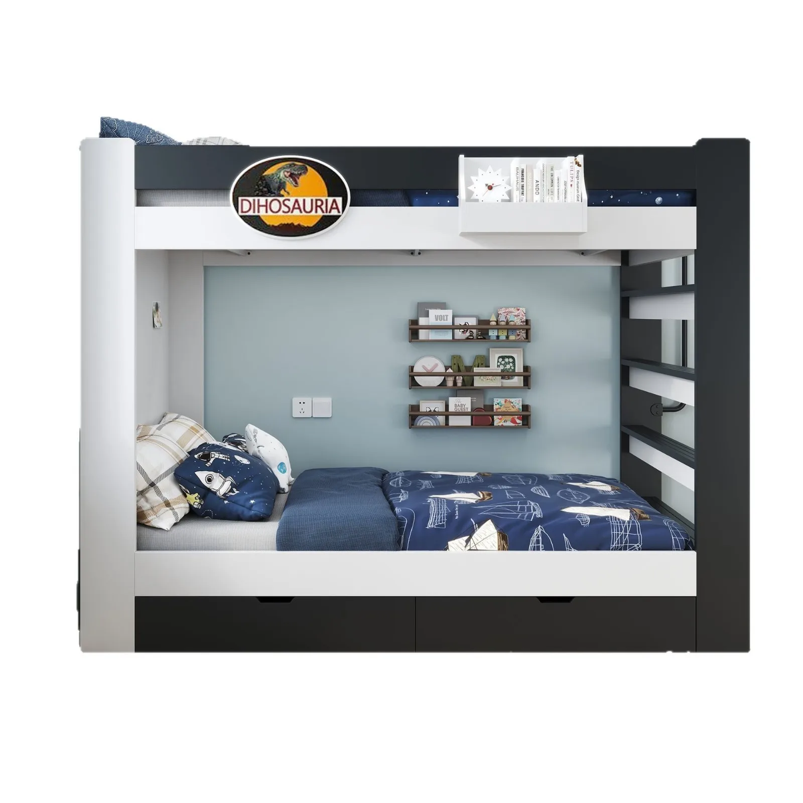 

High and low bunk beds with the same width, simple upper and lower bunk beds on tatami