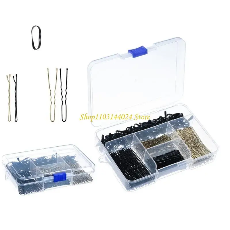 N5KE Women Hair Pin Set Bobby Pins and HairtieS with Storage Box for Everyday Use