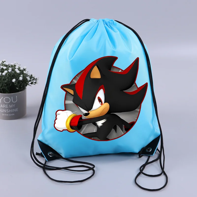 Sac à dos Sonics avec cordon de serrage, imprimé avec des personnages de dessins animés, pochette de rangement, sac de voyage imperméable pour garçons, sac de sport, cadeau d'anniversaire pour homme