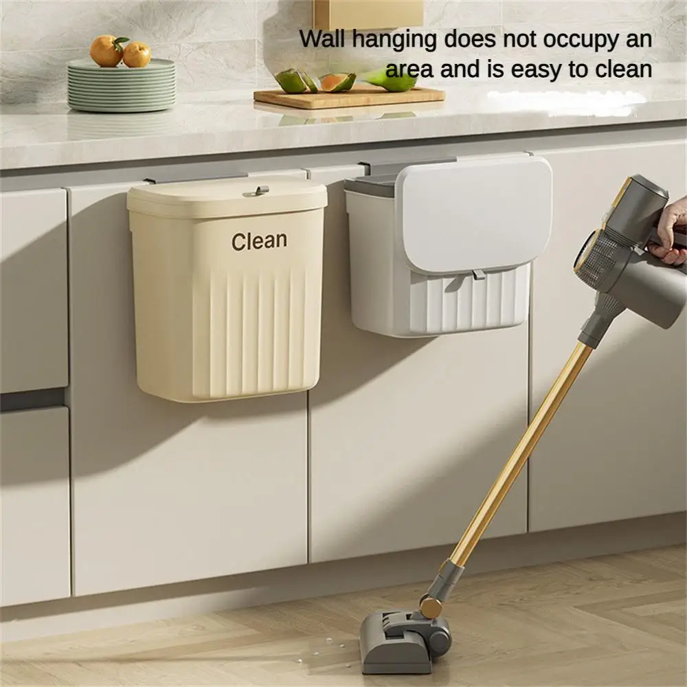 

Trash can household plastic flip lid wall-mounted trash can kitchen bathroom wall-mounted storage ring trash can