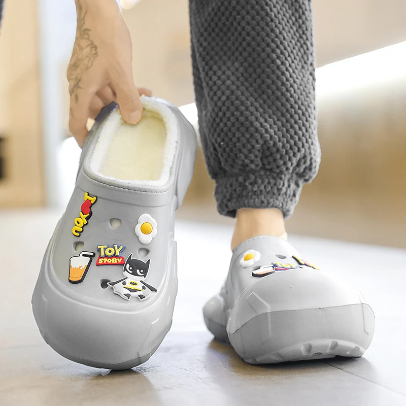 

Зимние хлопковые тапочки, мужские теплые удобные сандалии, короткая плюшевая домашняя обувь для отдыха, мужская и женская обувь