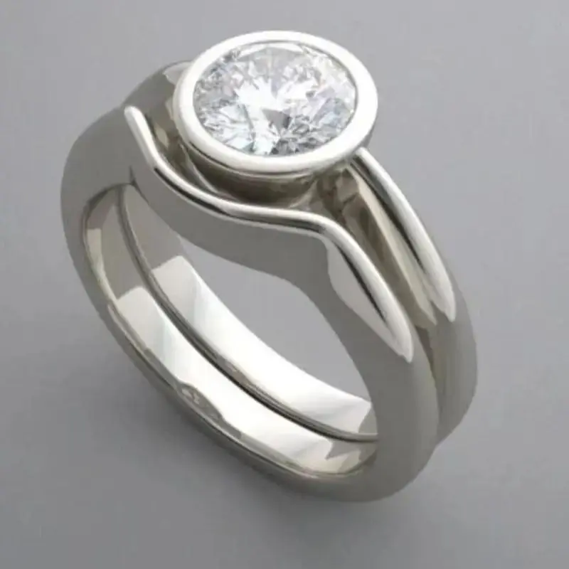 

KSRA 2024 New Fashion Two Piece Set Sliver Color Inlay Rhinestone Rings For Women Party Accessories Gifts Custom Jewelry