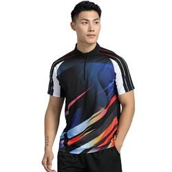 New Badminton T-shirts Men Tennis Short Sleeve Table Tee Fashion Printed Running Fitness Training Tee Casual Quick Dry Jerseys