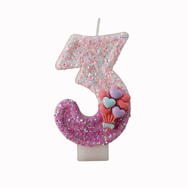 2025 شموع رقم بالون لامع مصنوعة يدويًا لتزيين الكيك، مجموعة حفلات أعياد الميلاد
