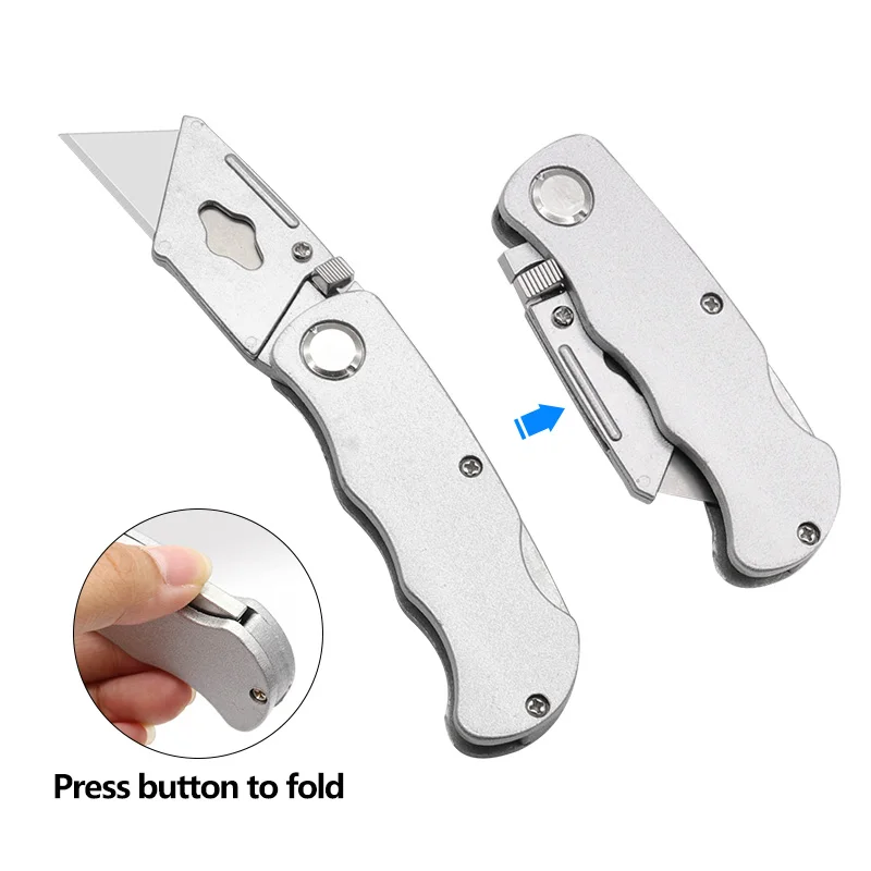 Art Knife Portable Household Industrial Cutting Folding Knife with 5 Blades