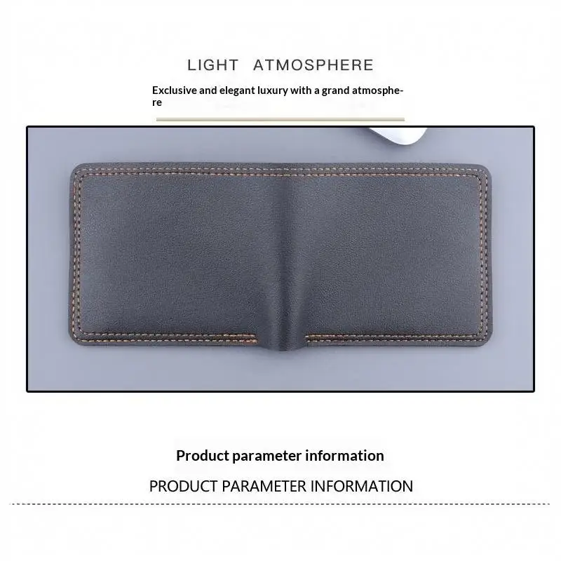 Minimalistische Herren-Geldbörse aus PU-Leder, Schwarz-Kaffee, große Kapazität, mehrere Fächer, zweifach faltbar, Ausweiskartenhalter, für Männer und Frauen – Detail 8