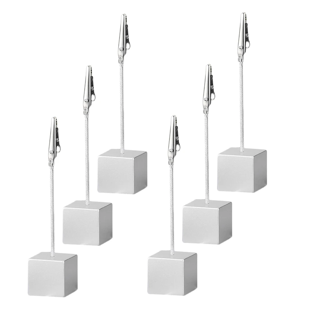 6pcs Square Note Clips Paper Holder Metal Table Card Stand Memo Resin Compact Design Versatile Photo Display
