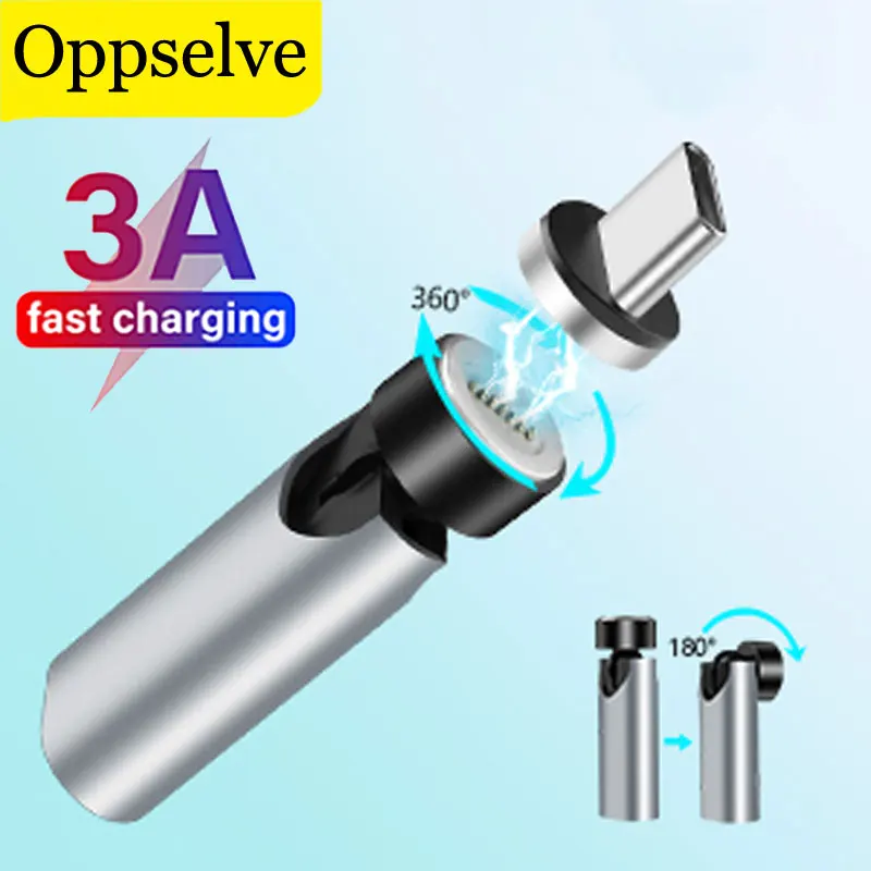 3 In 1 540 Degree Rotation Magnetic Adapter Micro USB Type C Fast Charging Phone Charger For iPhone Samsung Xiaomi Huawei Realme