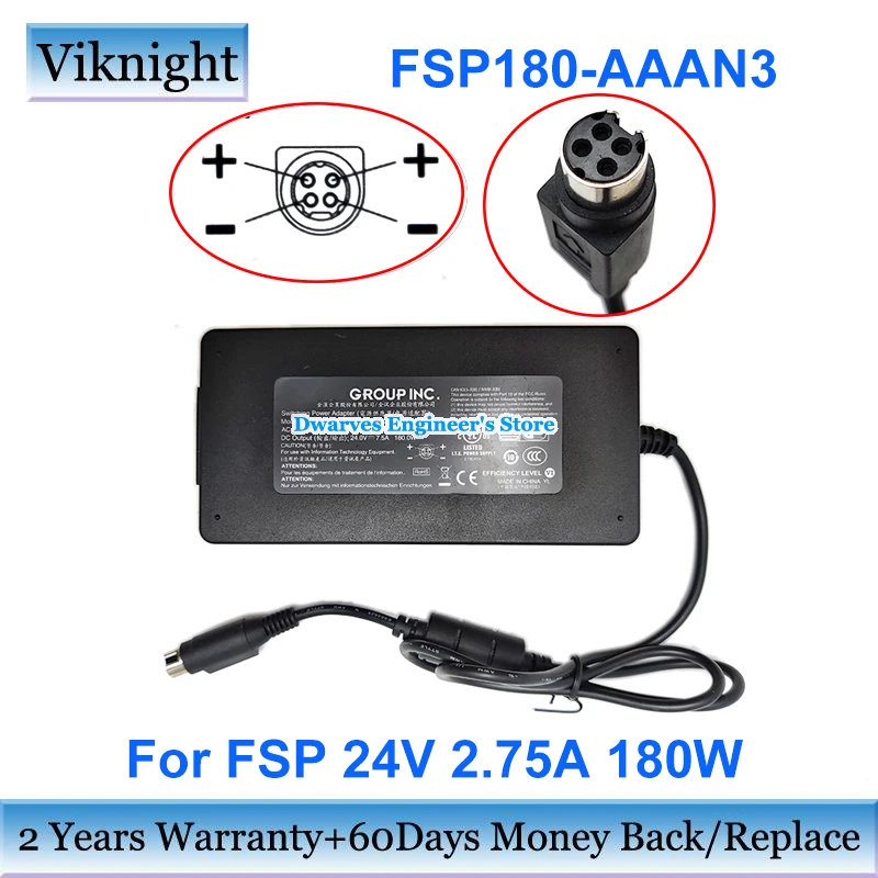 Genuine FSP 24V 7.5A 180W AC Adapter FSP180-AAAN3 Laptop Charger Power Supply Round With 4 Holes