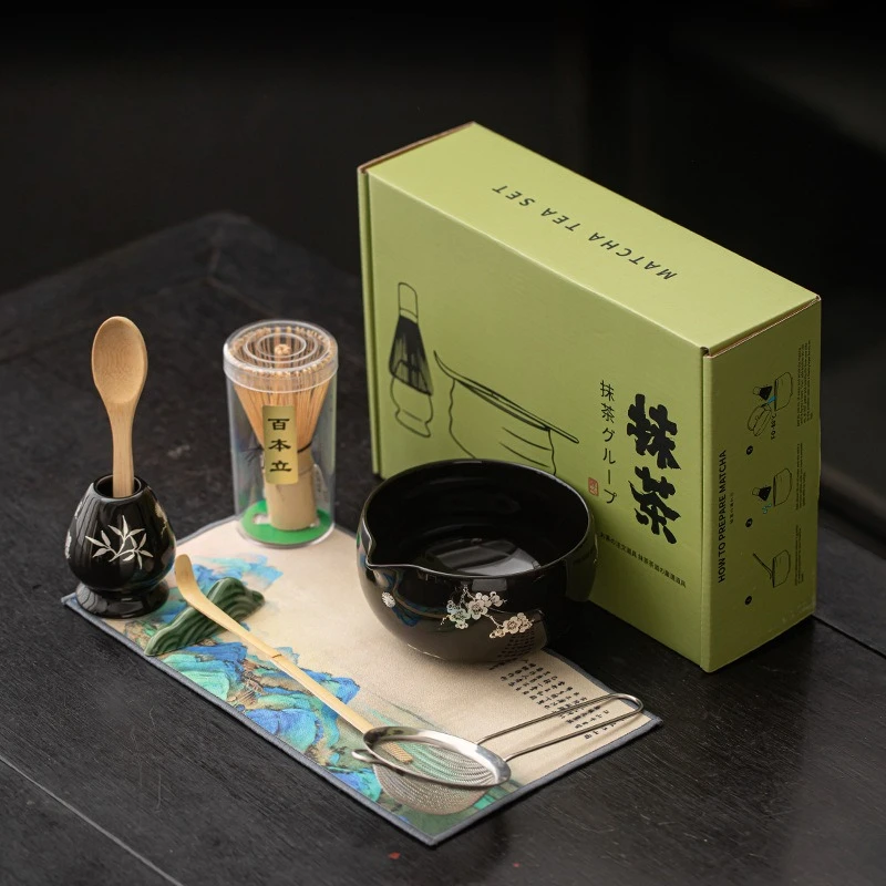 

Matcha Tea Set 8-piece Set Ancient Rhyme Gradient Ceramics Matcha Bowl Blender Tool Making Family Gift Set Companion Kung Fu Tea