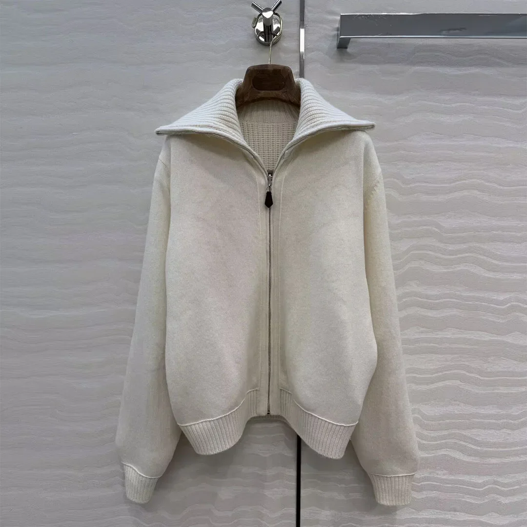 

Women's cashmere sweater knitted cardigan high-quality long sleeved luxurious elegant jacket