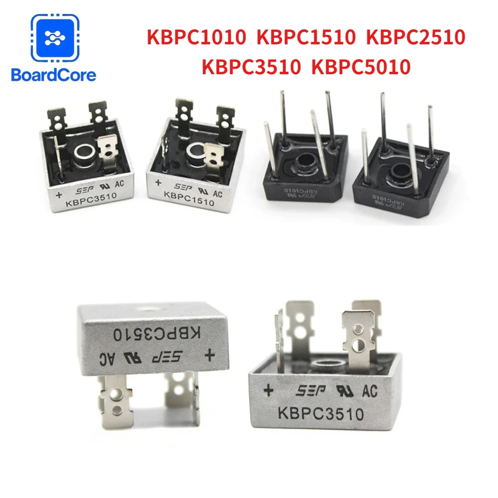 5PCS KBPC5010 KBPC3510 KBPC2510 KBPC1510 KBPC1010 Bridge Rectifier Kit 10A/15A/25A/35A/50A 1000V Power Single Phase Rectifiers