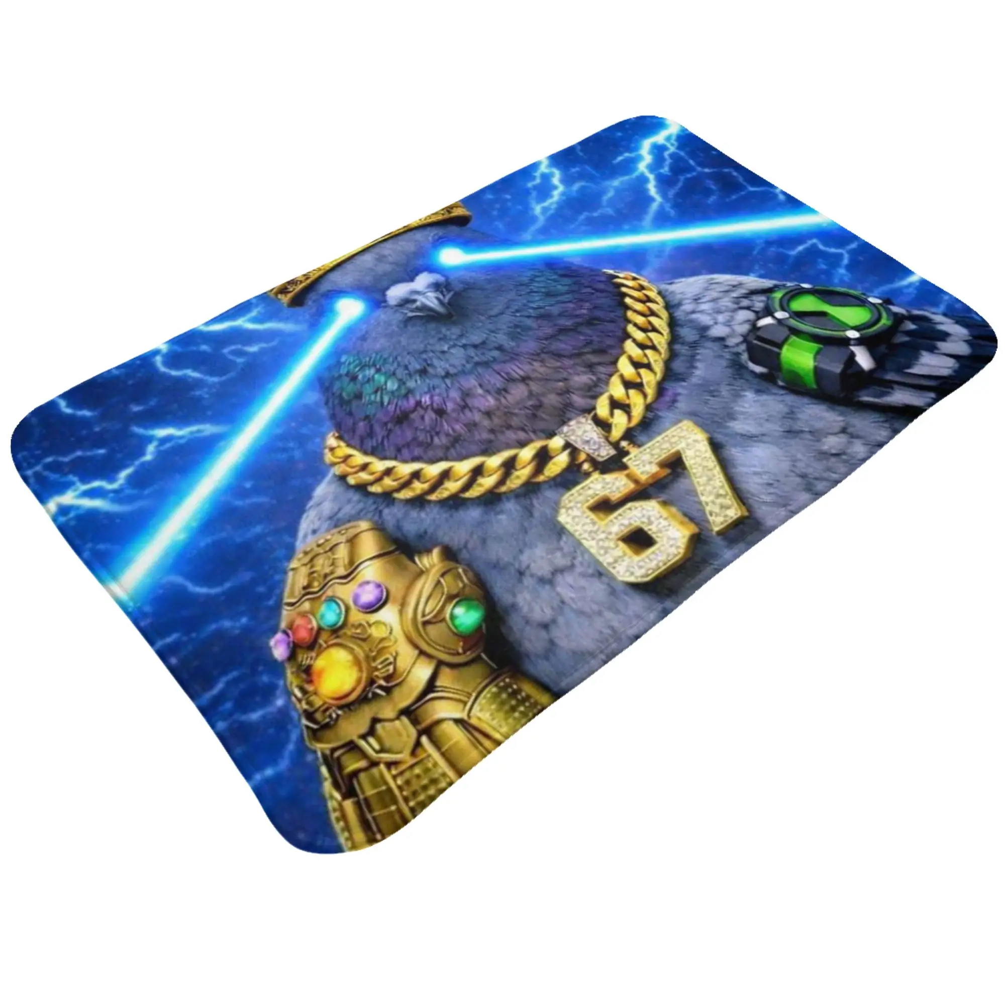 King Pigeon Crown Gold Chain Lightning Art Doormat Bath Kitchen Mat  Outdoor Home Decor