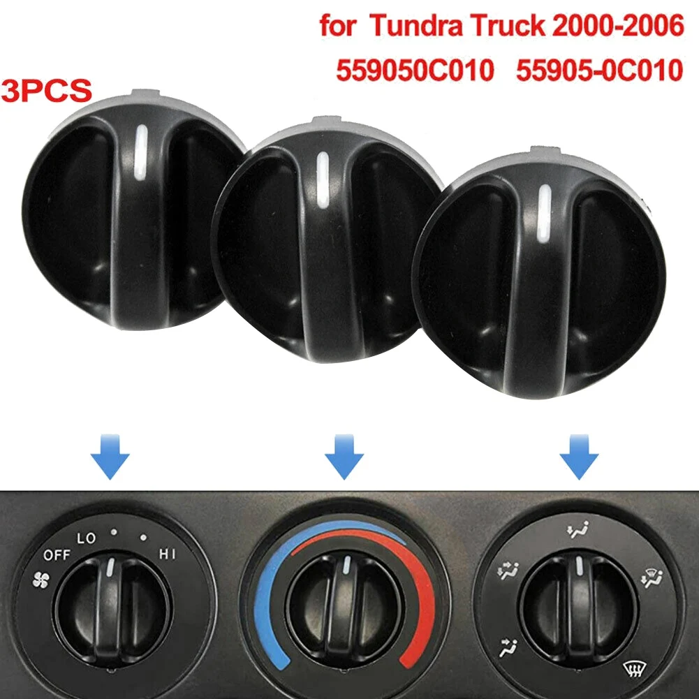 Fit for Toyota-Tundra Truck 2000-2006 Temperature Control Knobs Dials Heater A/C Air Condition Fan Set of 3 55905-0C010