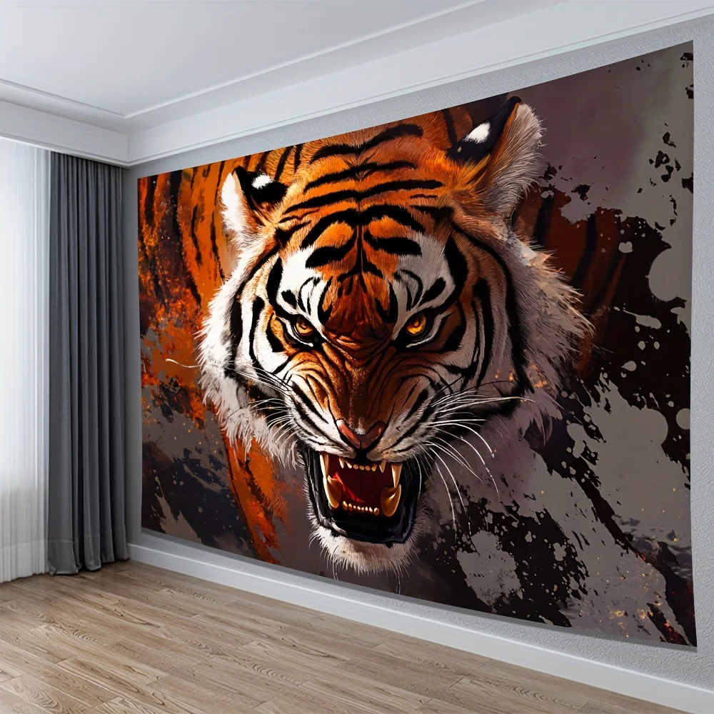 Realistic Tiger Jungle Tapestry Wall Hanging Decor Art for Home Masculine Wildlife Poster 150x300cm