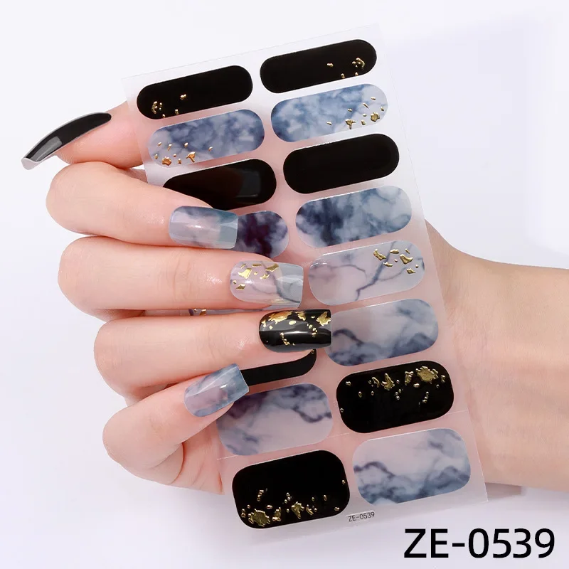 16 Tips Full Cover Nail Stickers Nude Color Gradient Nail Wraps Self Adhesive Nail Sticker DIY Nails Art Paper Decoration