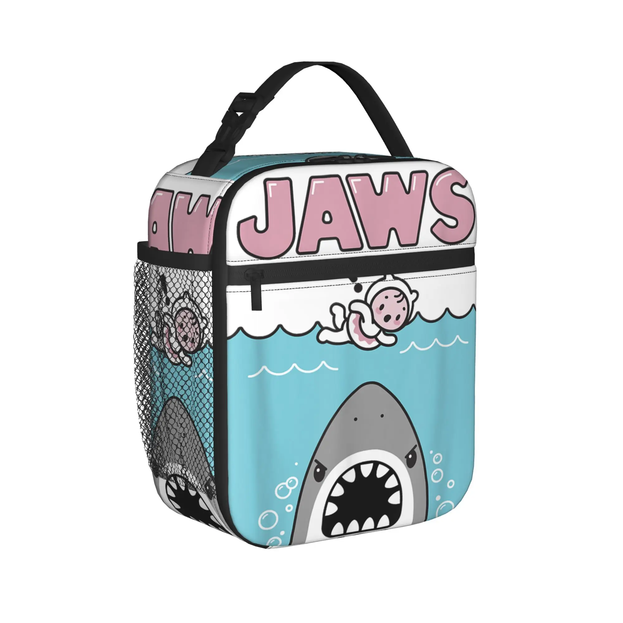 Jaws 50th Anniversary Poster-Cute Lunch Bag Travel Portable Zipper Tote Food Bags For Girls  Oxford Graphic Design Cooler Bag