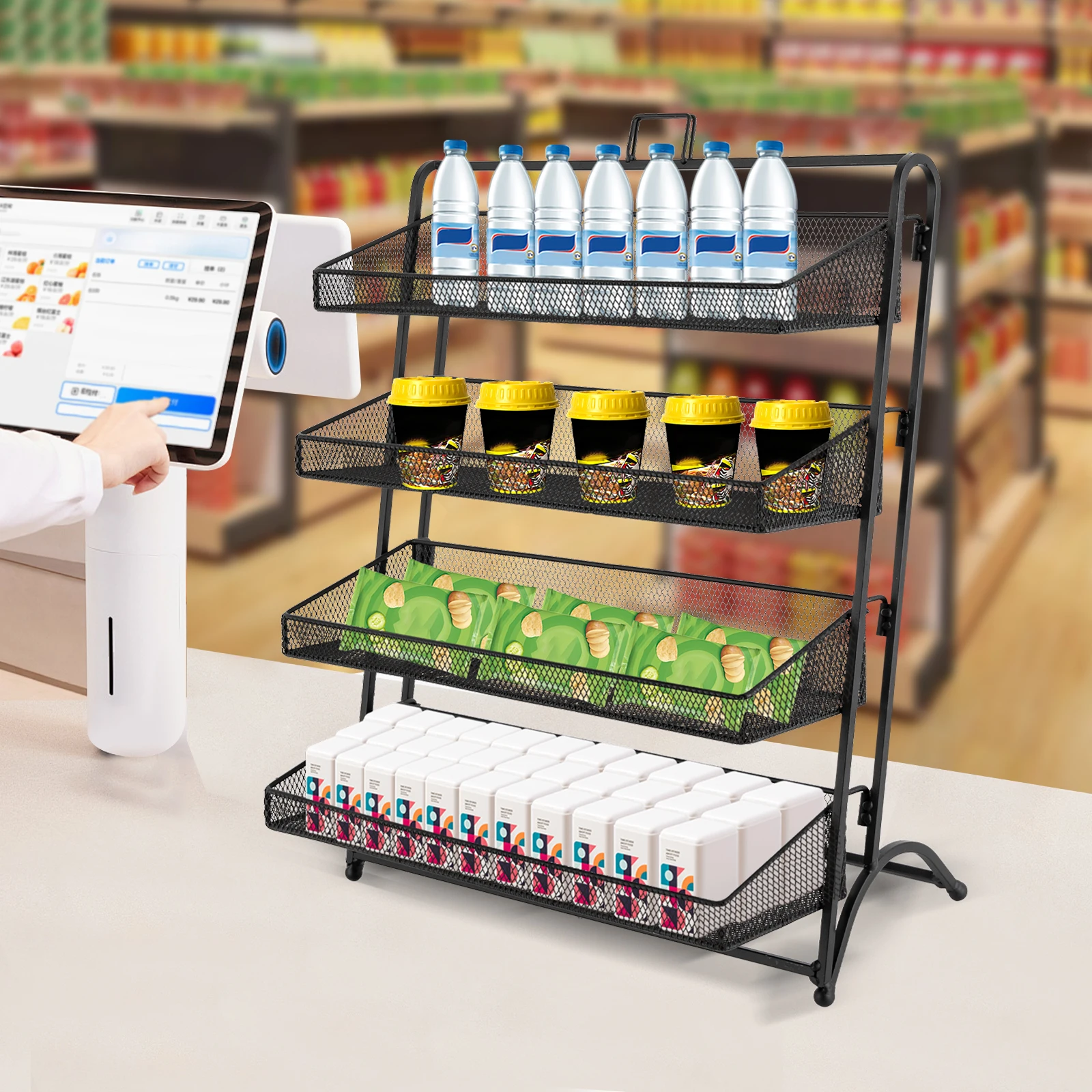 

НОВАЯ 4-ярусная розничная витрина для конфет, полка для демонстрации продуктов, многофункциональная корзина для хранения магазинов и офиса