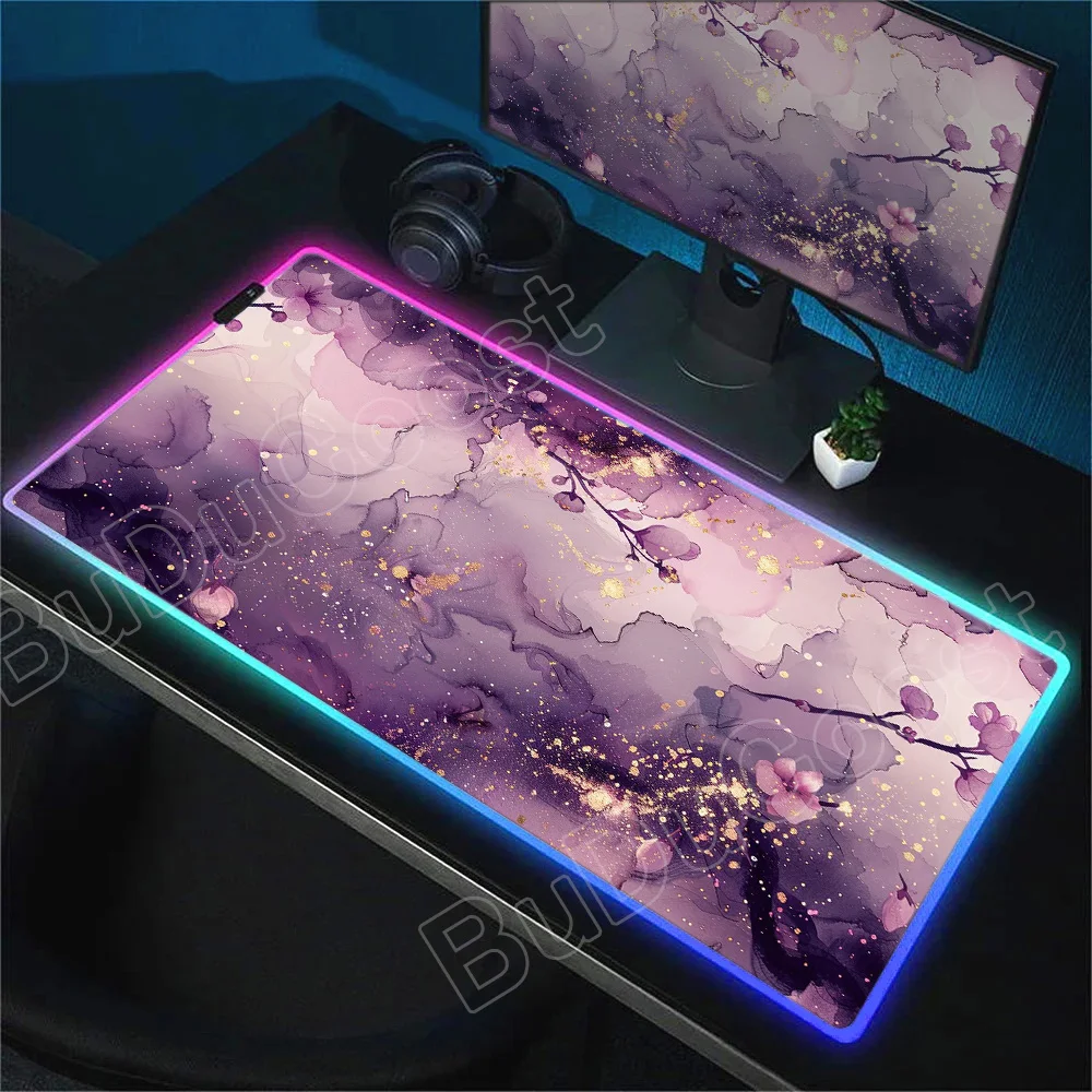 

RGB LED Marble Texture Mouse Pad XXL Gamer Rubber Desk Mat Large Office Keyboard Pads Carpet Computer Table Accessories Mausepad