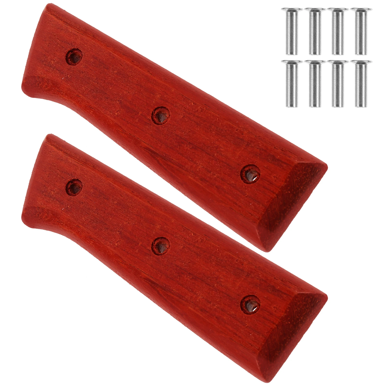 

Solid Wood Handle Replacement Red Pear Wood Rivets Ergonomic Impact Resistant Comfort Grip for Knife