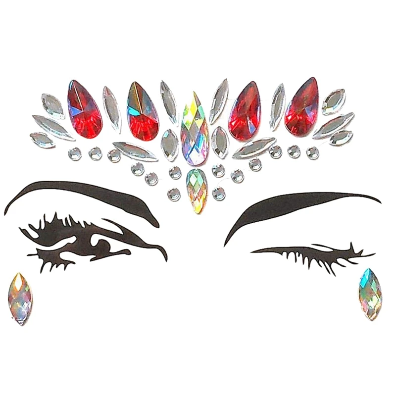 6 Sets Face Gems Rhinestone Mermaid Face Jewels Tattoo - Face Crystal Stickers Tears Gem Stones Bindi Temporary Stickers