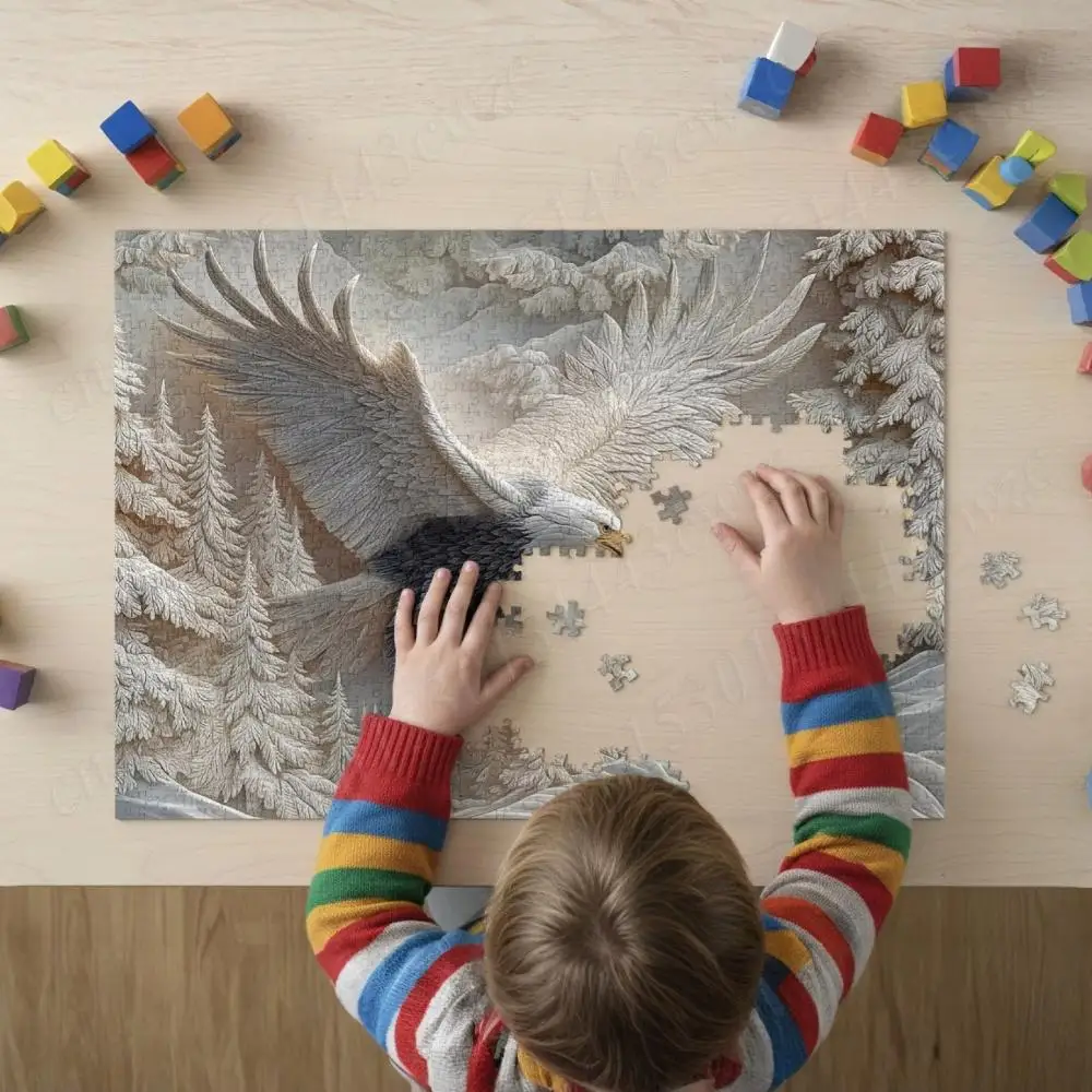 منحوتة النسر بازل قطع 1000 قطعة مهيب أصلع النسر لغز الهدايا صندوق ممارسة التفكير الدماغ الألغاز لعبة ديكور المنزل #3