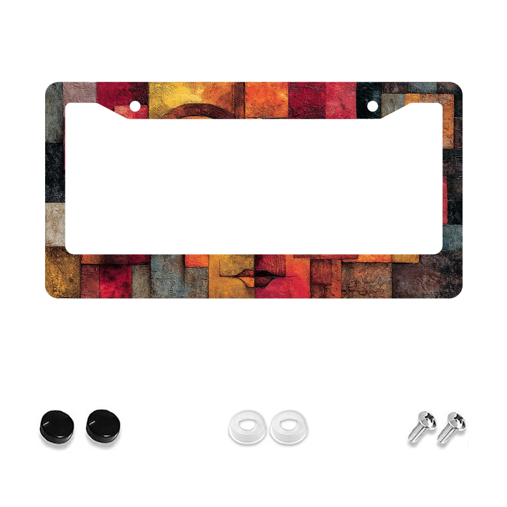 

1 шт., ретро, многоцветная абстрактная рамка для номерного знака с 2 отверстиями, алюминиевый материал, 6x12 дюймов, с комплектом винтов, уникальный дизайн для автомобиля