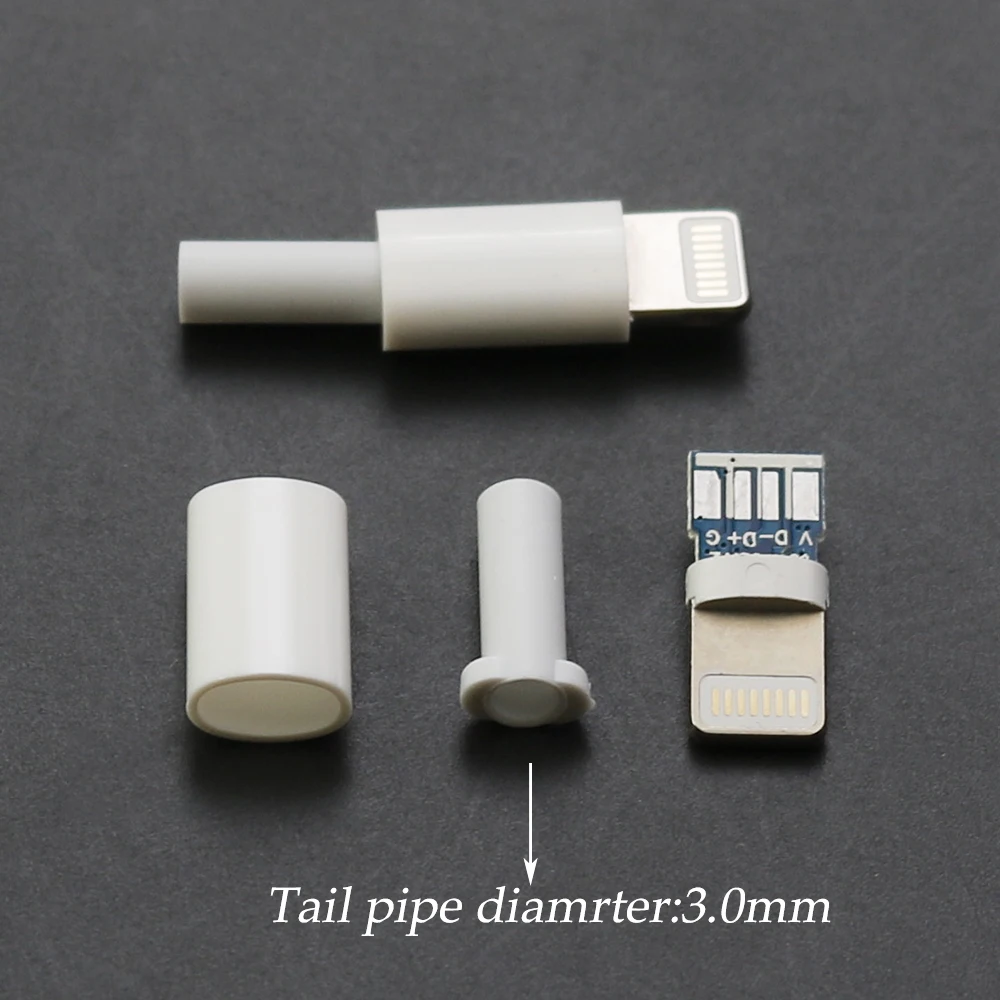 5sets USB For iphone male plug with chip board connector welding 2.6/3.0mm Data OTG line interface DIY data cable adapter parts