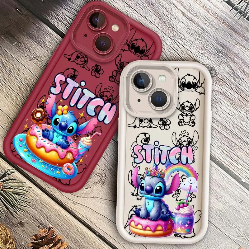 

Disney Stitch Cute For Apple iPhone 16 15 14 13 12 11 Pro Max Plus Eye Ladder Soft TPU Silicone Cover Phone Case