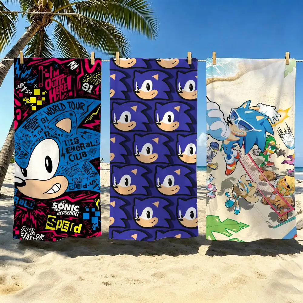 Speed ​​S-Sonic The Hedgehogs Toalla de microfibra para niños, toalla de secado rápido a prueba de arena, toalla de natación para piscina y playa de verano para niños y niñas