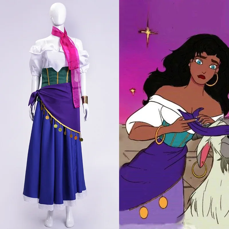 

2023 NEW Movie Cartoon Character The Hunchback of Notre Dame Esmeralda Dress Cosplay Costume Adult cosplay