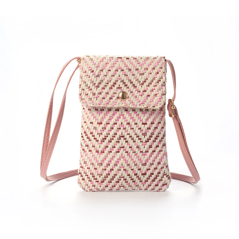 2022 New Beach Woven Straw Shoulder Bag with Tassel Boho Crochet Crossbody Handbag