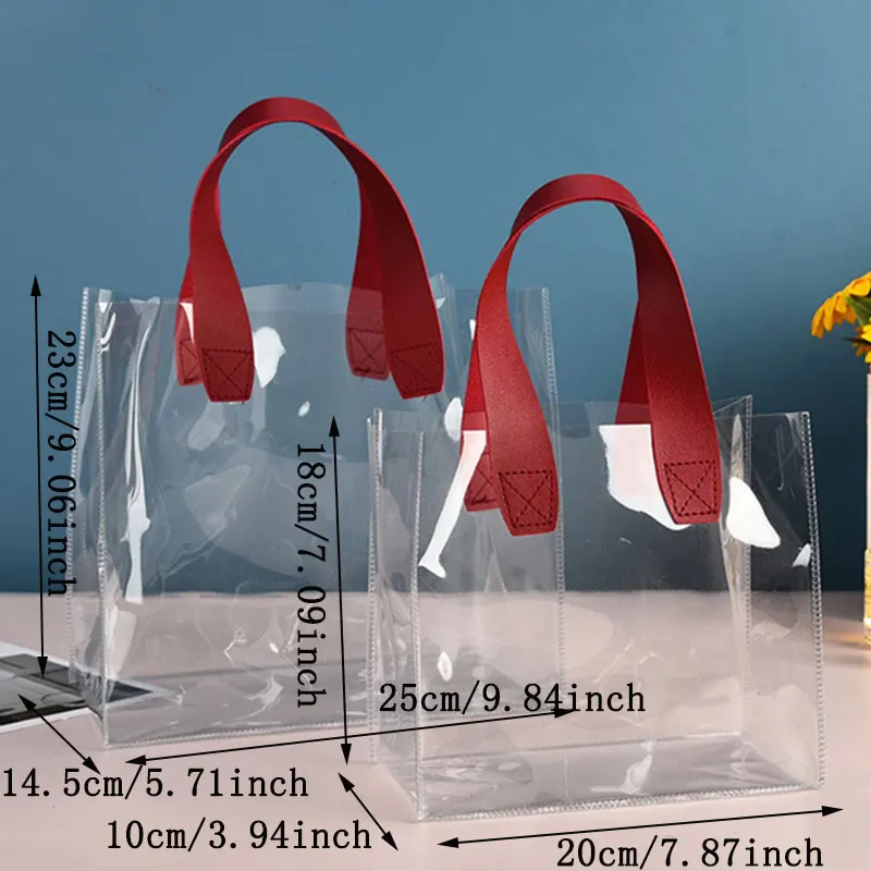 Transparent Summer Tote Transparent Pvc Waterproof Bag Large Capacity Travelling Shopping Bag Fashion Simple Gift Bag