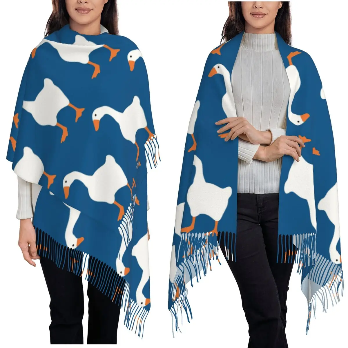 

Honk Honk Goose Honk Bird Duck Scarf Tassel Scarves for Women Soft Warm Shawls and Wraps Large Fall Winter Shawl Wrap