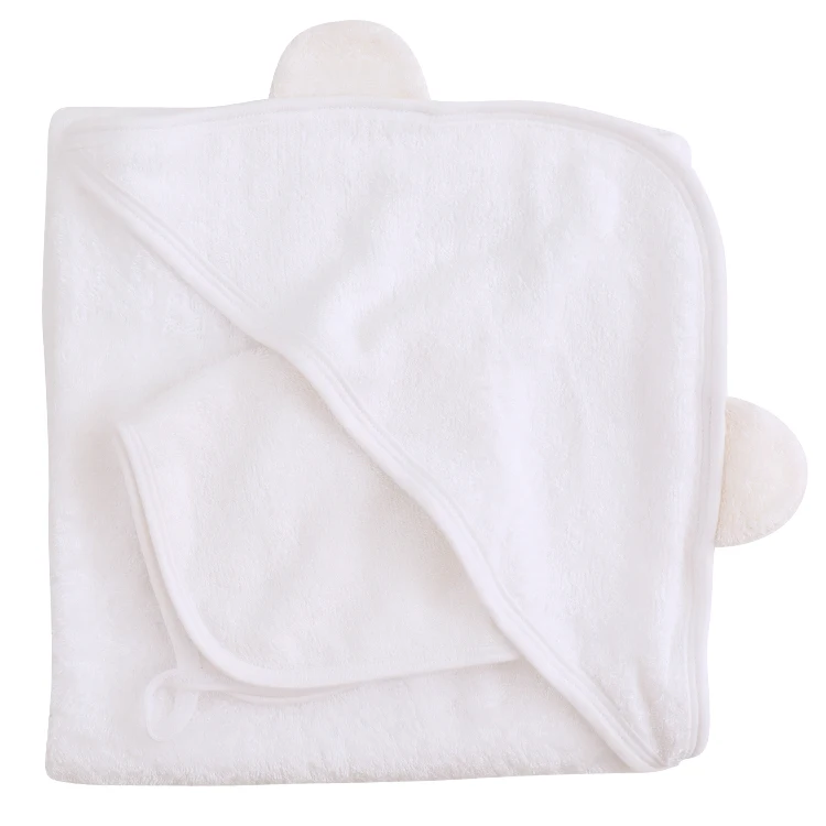 Hot Selling Eco-friendly Natural Organic Bamboo Baby Hooded Washcloth Towel Sets For Kid