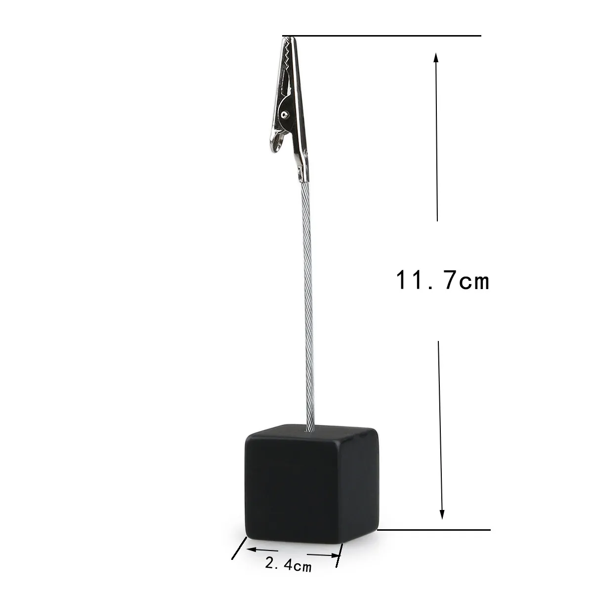 10pcs Black Stainless Steel Note Clips – Translucent Cube Memo Holders (0.4x2.4cm, 11.7cm Tall) for Office & Home