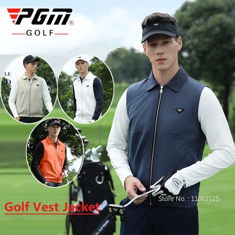 PGM Autumn Men's Golf Clothing Sleeveless Vest Windproof Leisure Golf Jackets Korea Man Full Zipper Sports Waistcoat M-XXL