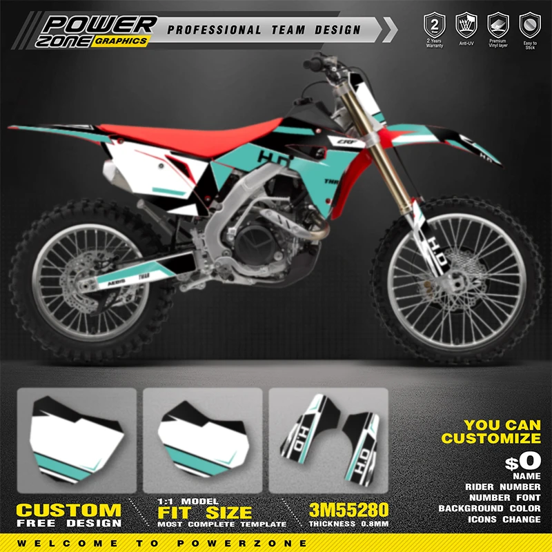

PowerZone Full Graphics Background Decals Stickers Kit For HONDA 2021 2020 2019 2018 CRF250RX 2020 2019 2018 2017 CRF450RX 002